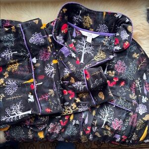 Secret Treasures Woodland Velvet Pajama Set Medium Black Fox Squirrel Print